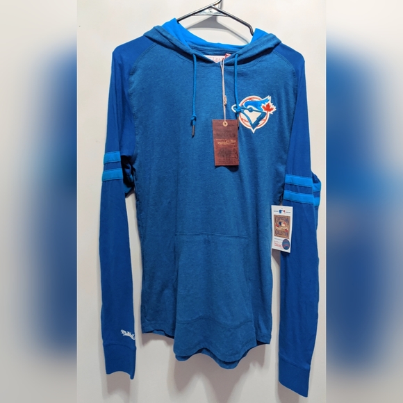 TORONTO BLUE JAYS MLB MITCHELL & NESS ROYAL BLUE LIGHTWEIGHT HOODIE - New! - Picture 3 of 4